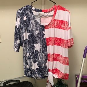 Flag cropped shirt.